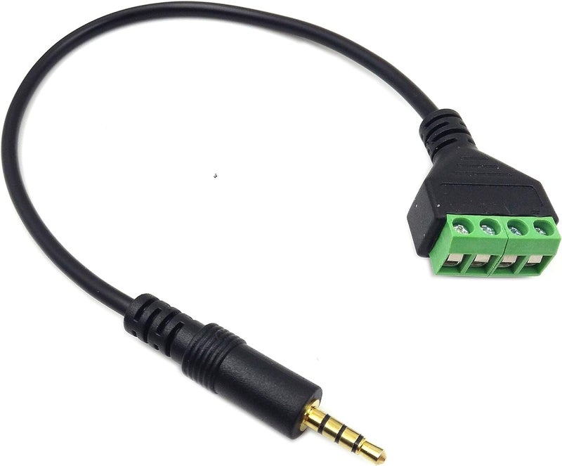 Poyiccot 3.5mm Speaker Wire Adapter, 3.5mm (1/8") 4 Pole Stereo TRRS Male Jack to AV 4 Screw Terminal Block Balun Connectors Cable 30cm (1/8inch/ 4pin) - Image 1